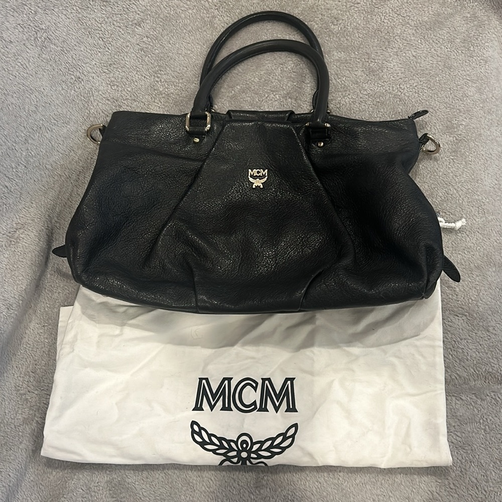 EUC Authentic MCM Black Leather Satchel/Tote